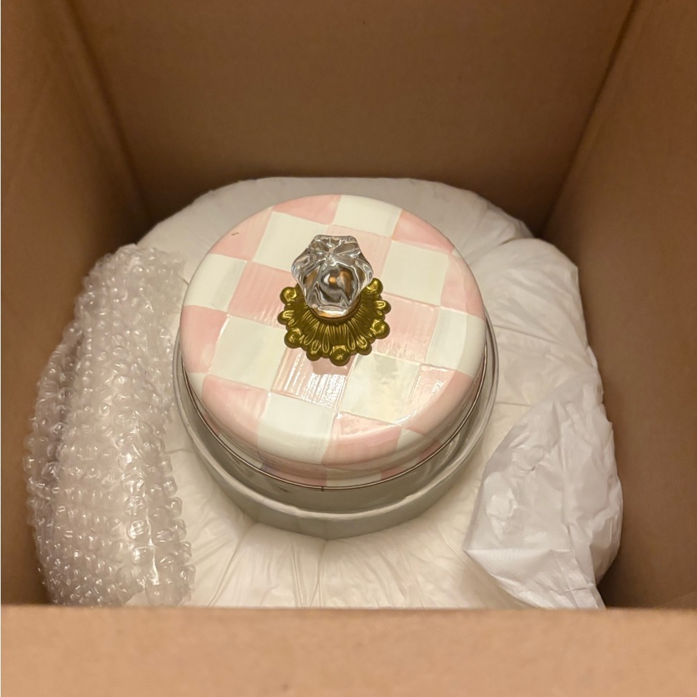 MacKenzie and Childs Rosy Check Canister🌸🌸 - Picture 4 of 4